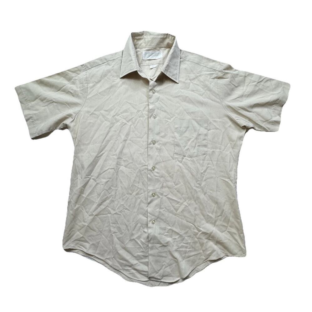 Vintage Sears Men's Short Sleeve Button Up Perma‎ Press 16.5" Shirt Distressed